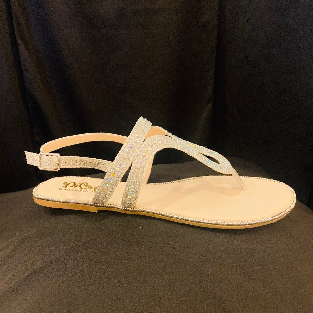 Diva silver Open toe flat sandal with AB stones